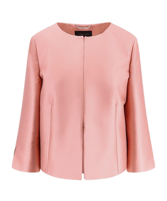 Alberta Ferretti Round Collar Short Jacket In Pink