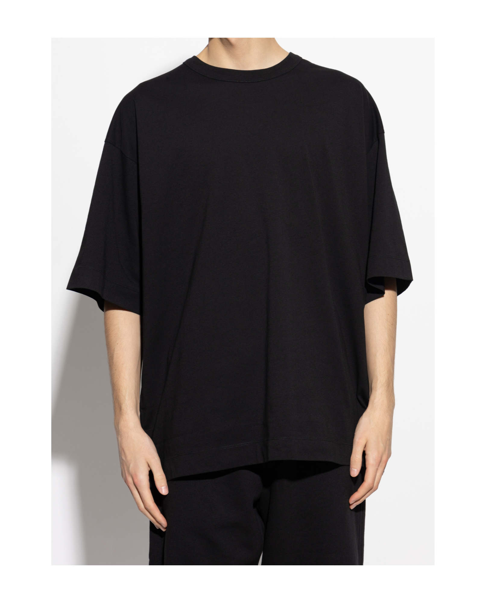 Dries Van Noten Oversized Black Cotton T-shirt In Black