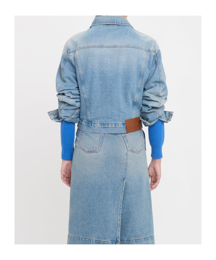 Victoria Beckham Long-sleeved Denim Coat In Blue