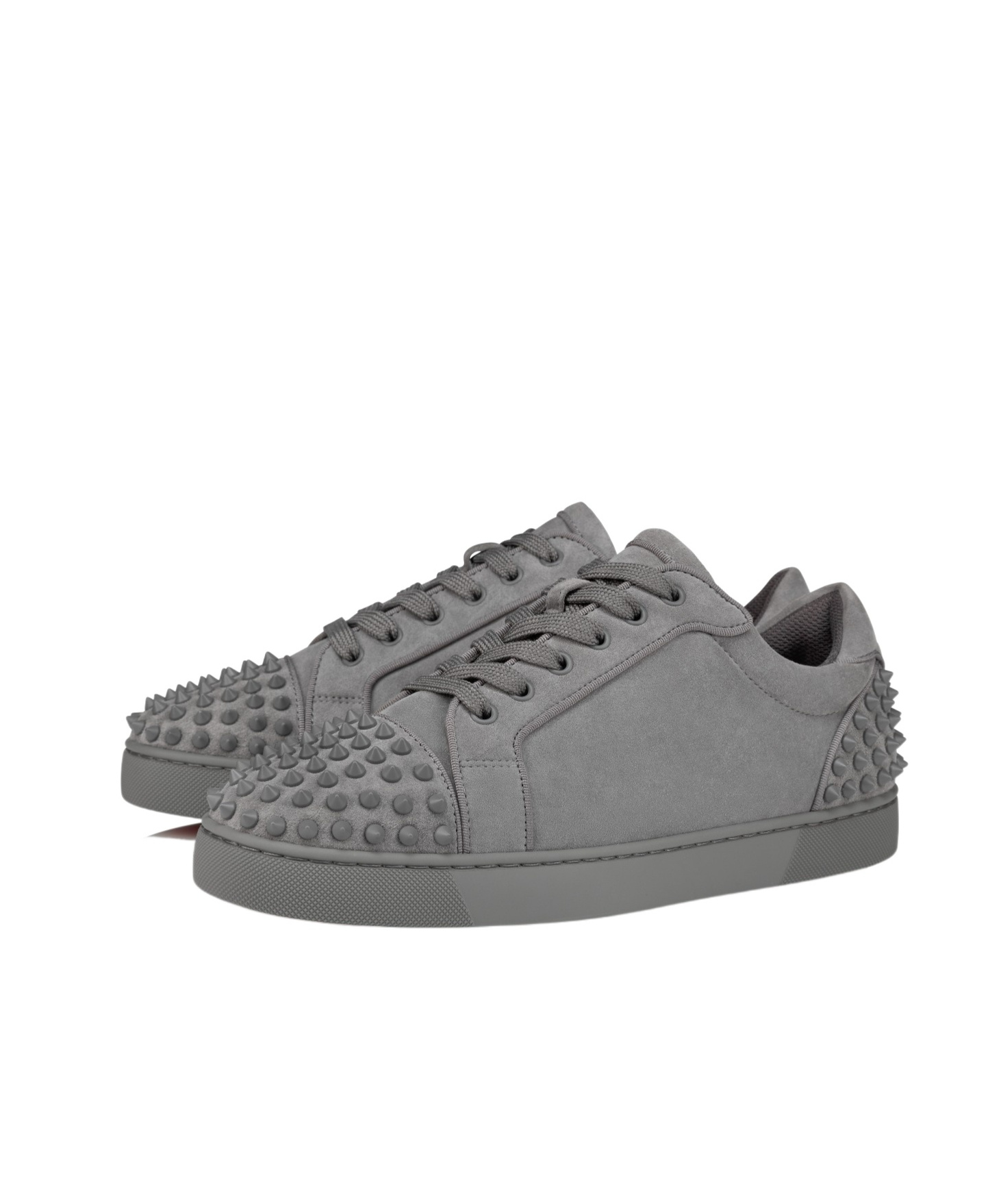 Christian Louboutin Mens Seavaste 2 Orlato Studded Suede Low-top Trainers Smoke Grey In Gray