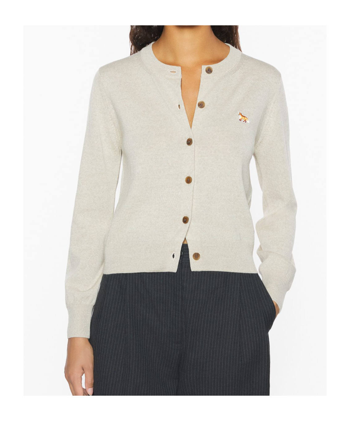 Maison Kitsuné Baby Fox Patch Cardigan In White