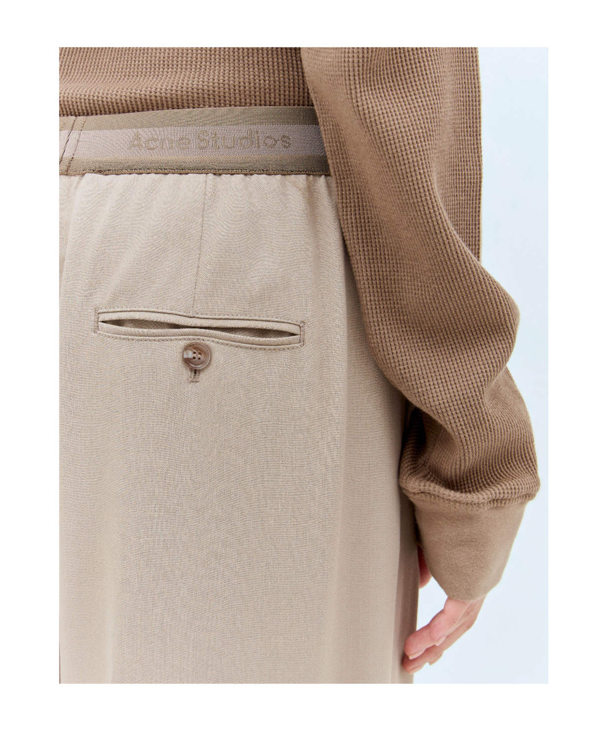 Acne Studios Women Logo Waistband Tailored Pants In Nude