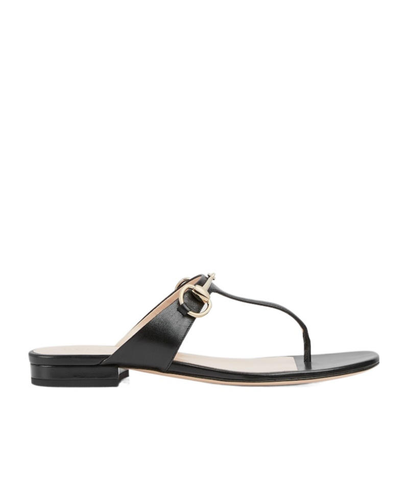 Shop Gucci Women's Thong Sandal With Horsebit In Black