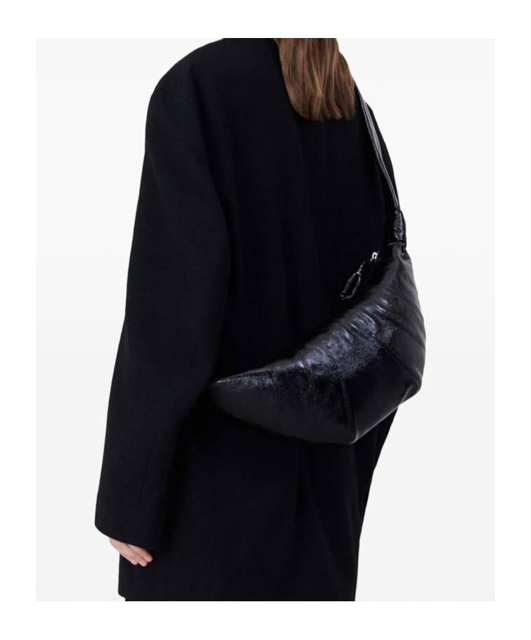 Lemaire Medium Grained Leather Croissant Shoulder Bag In Black