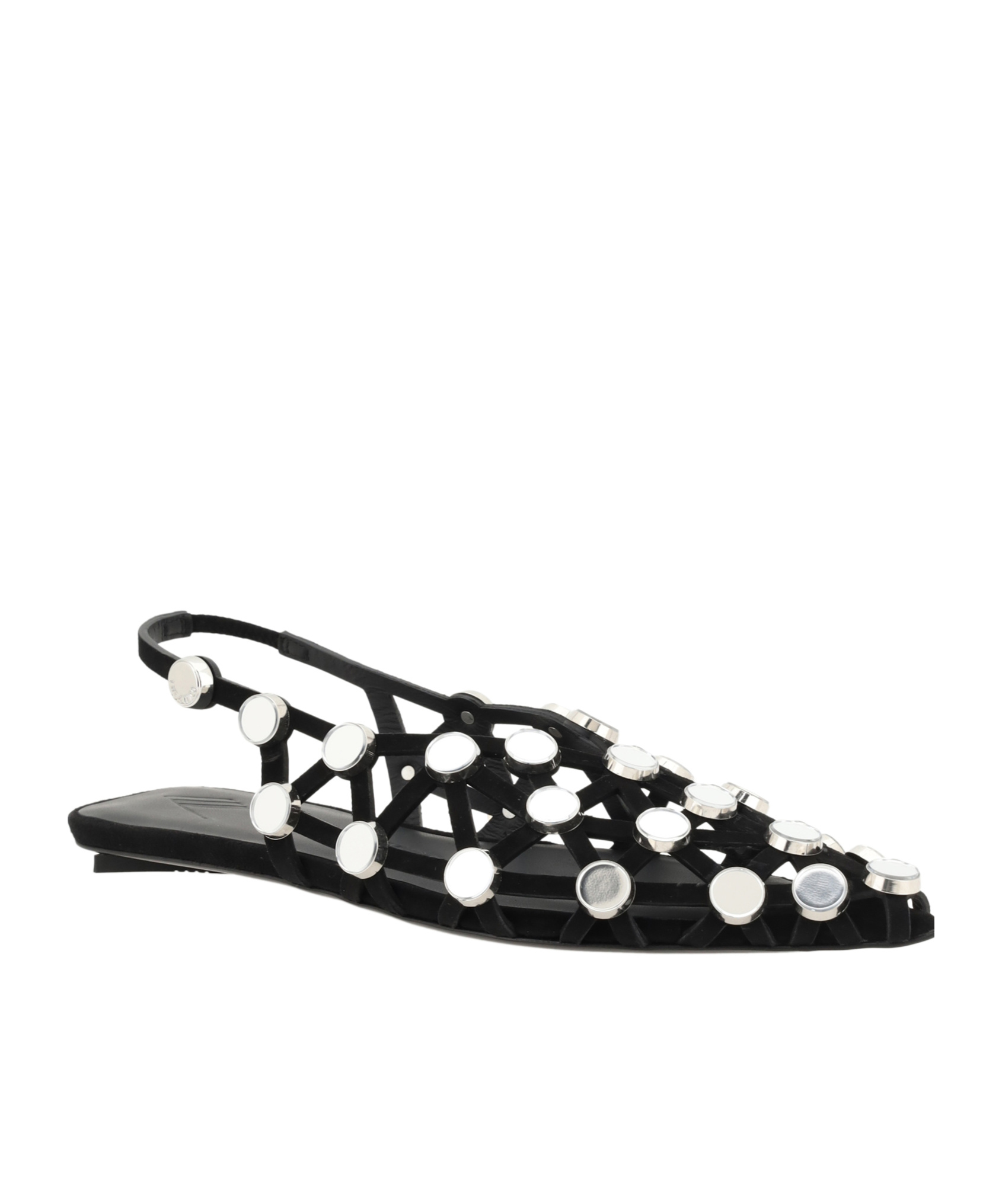 Attico 10mm Grid Suede Ballerina Flats In Black