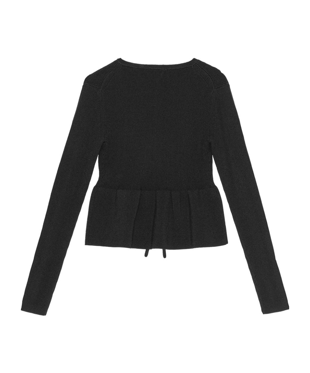 Shop Ganni Black Rib Knit Tie String Cardigan