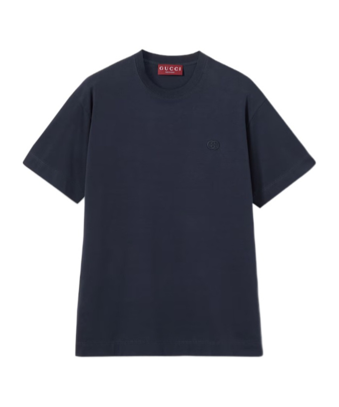 Gucci Cotton Jersey T-shirt With Embroidery In Blue