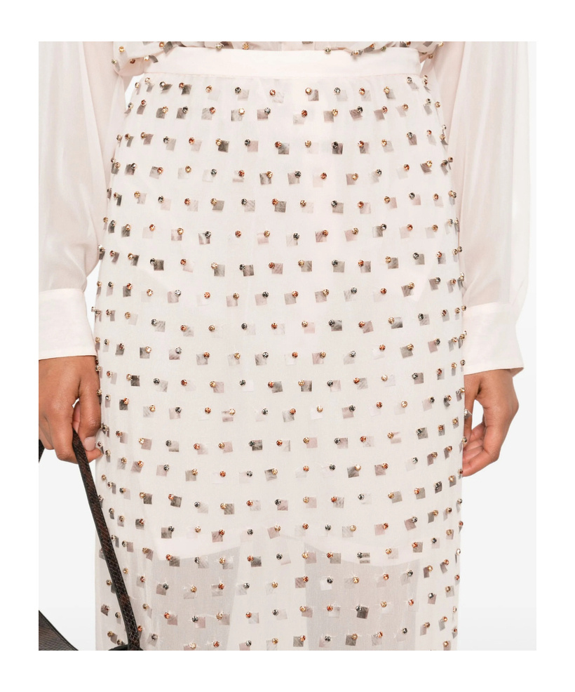 Dries Van Noten Sokna Embellished Midi Skirt In Neutral