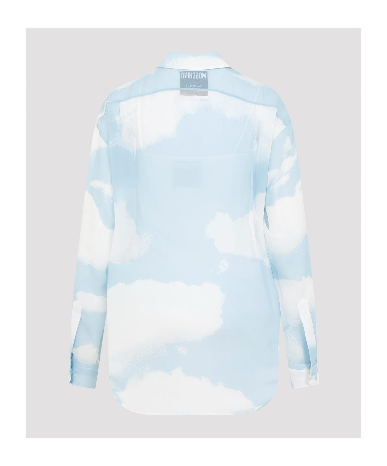 Moschino Blue Silk Long-sleeved Shirt In Blue