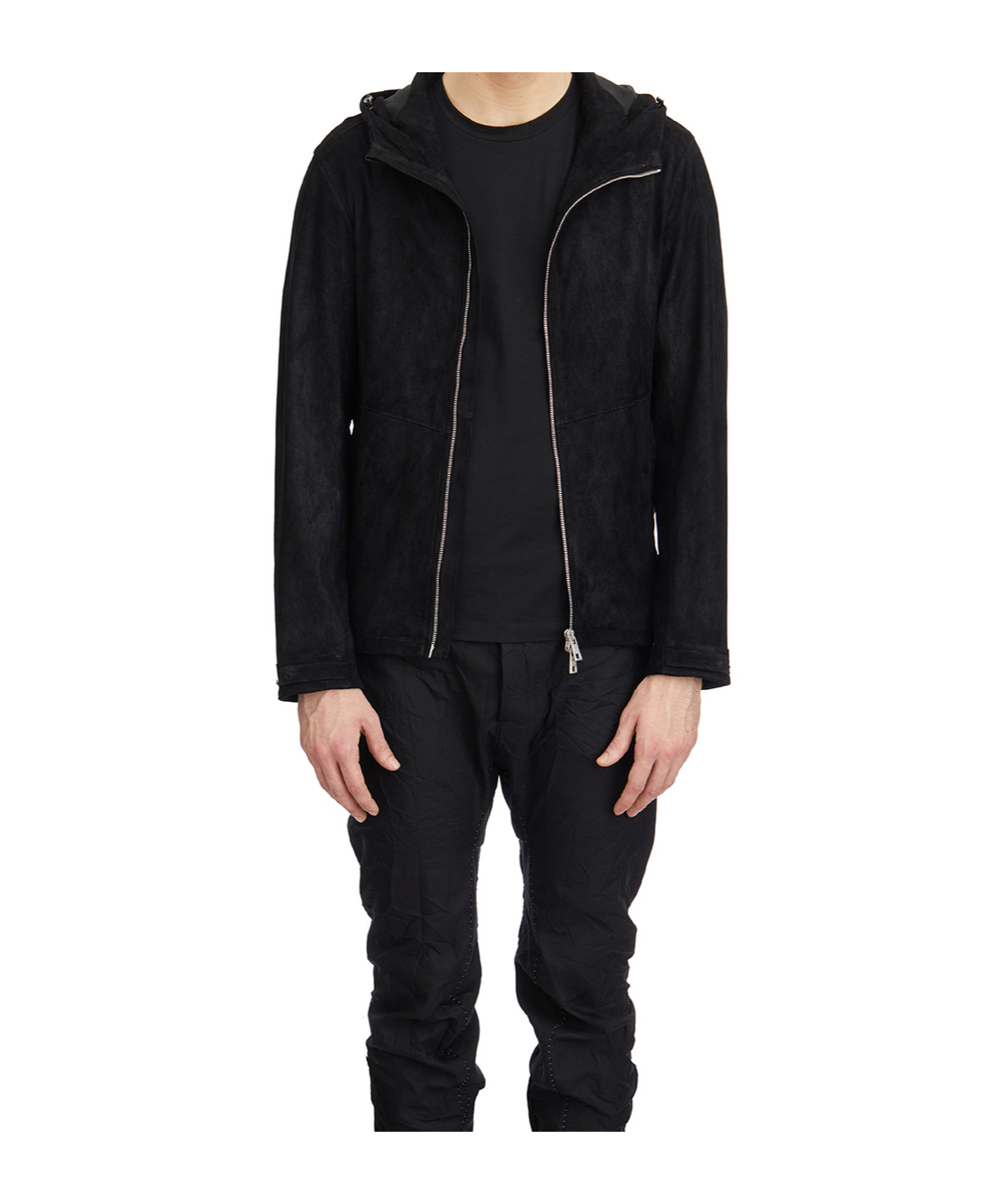 Giorgio Brato Leather Biker Jacket With Hood In Black
