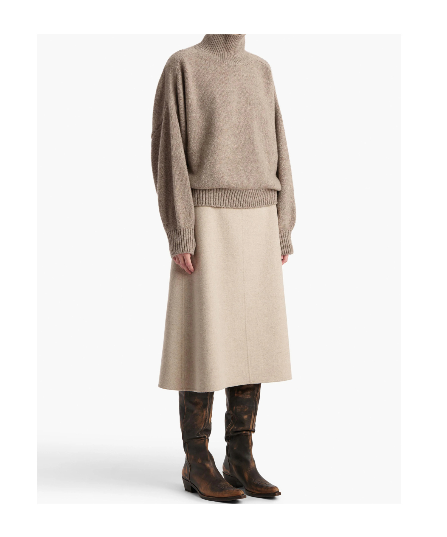 Khaite Willem Oversize Cashmere Turtleneck Sweater In Brown