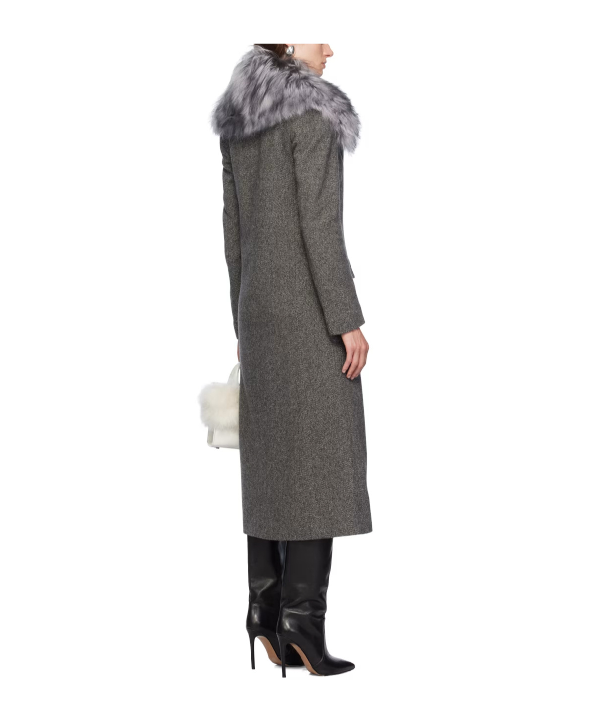Blumarine Herringbone Pattern Coat In Black