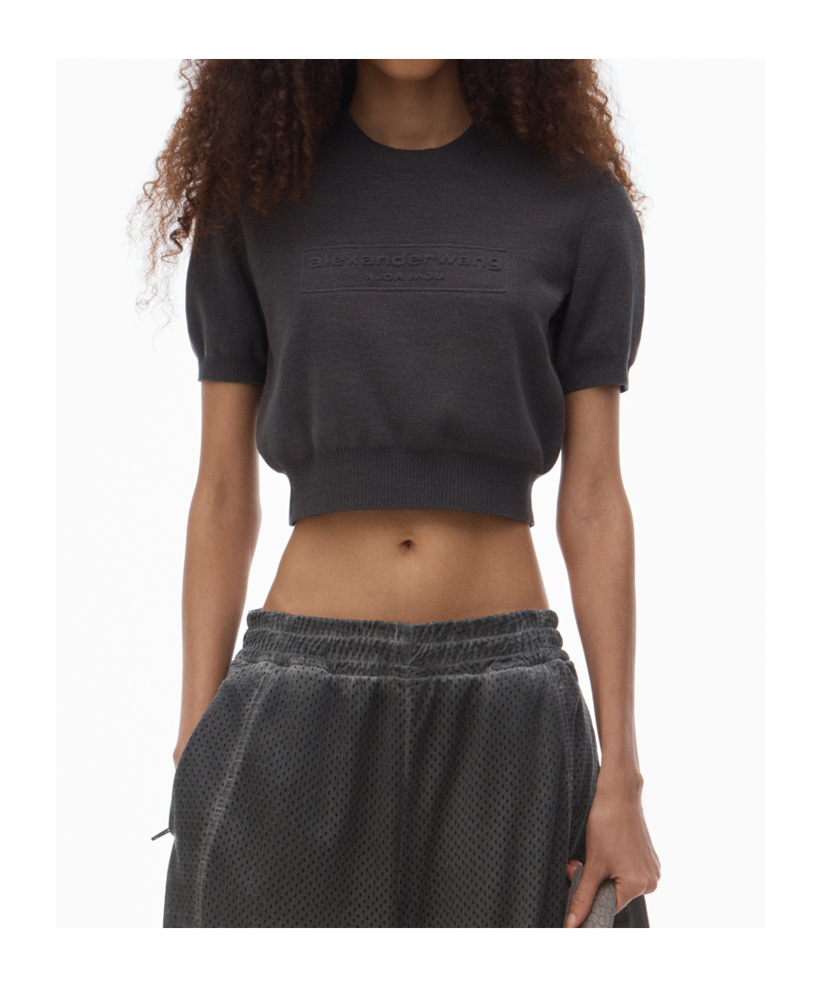 Shop Alexander Wang Logo-embossed T-shirt In Black