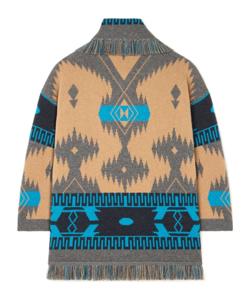 Alanui Shawl Collar Knit Cardigan With Fringe In Multi