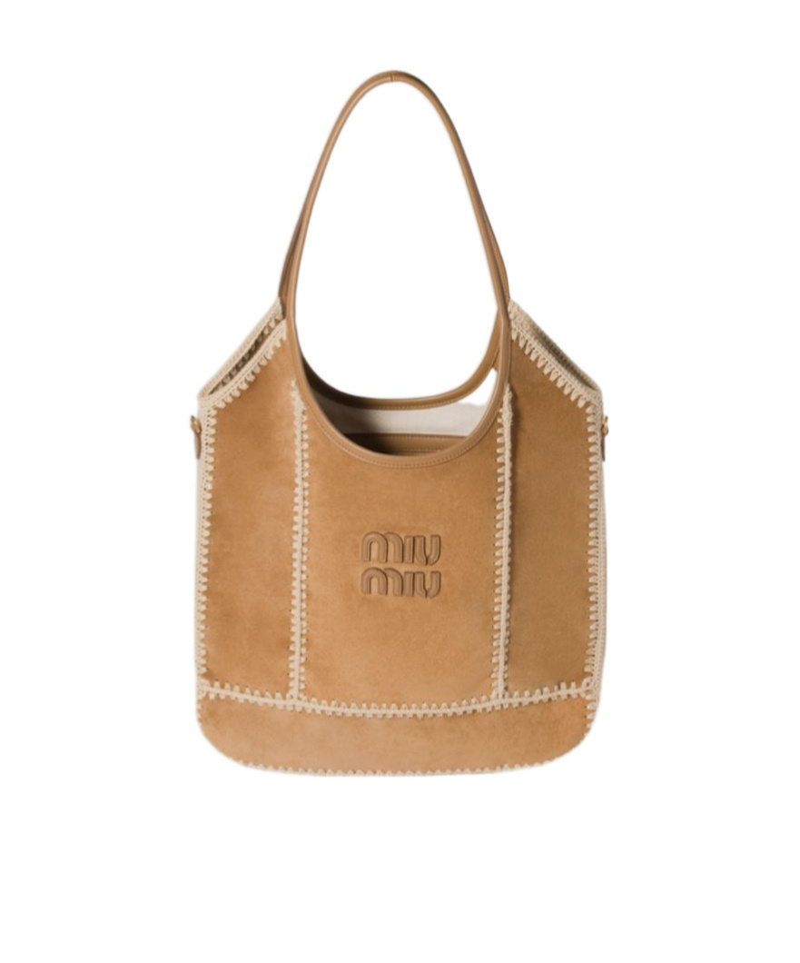 Miu Miu Ivy Suede And Crochet Bag