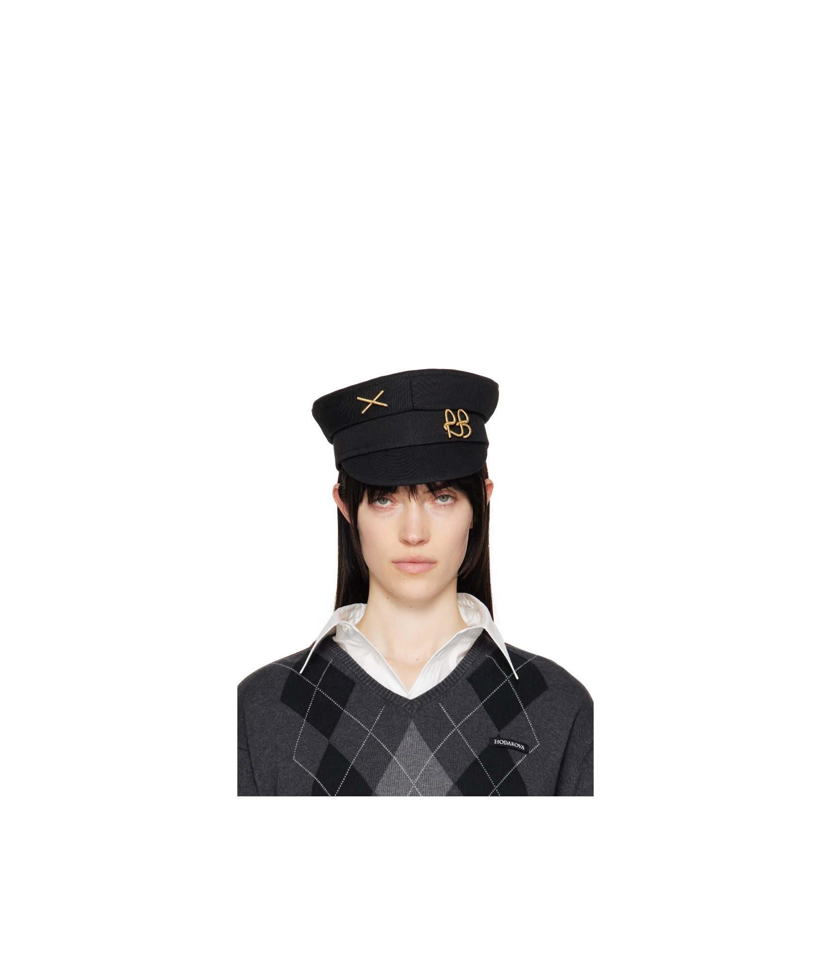 Ruslan Baginskiy Piercing Inspired Baker Boy Cap In Black