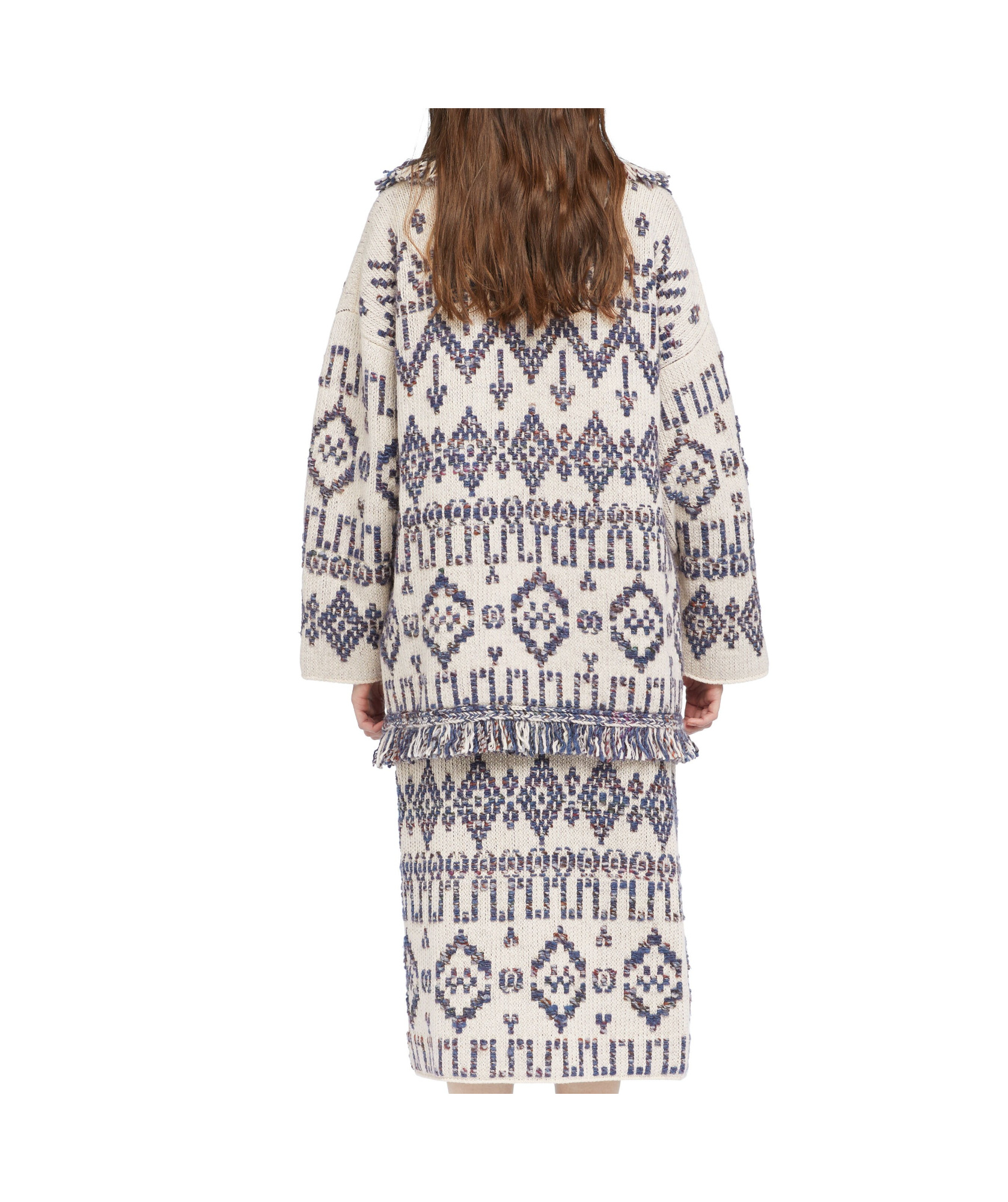 Alanui Wool Cardigan With Belted Waist And Fringe In Blue