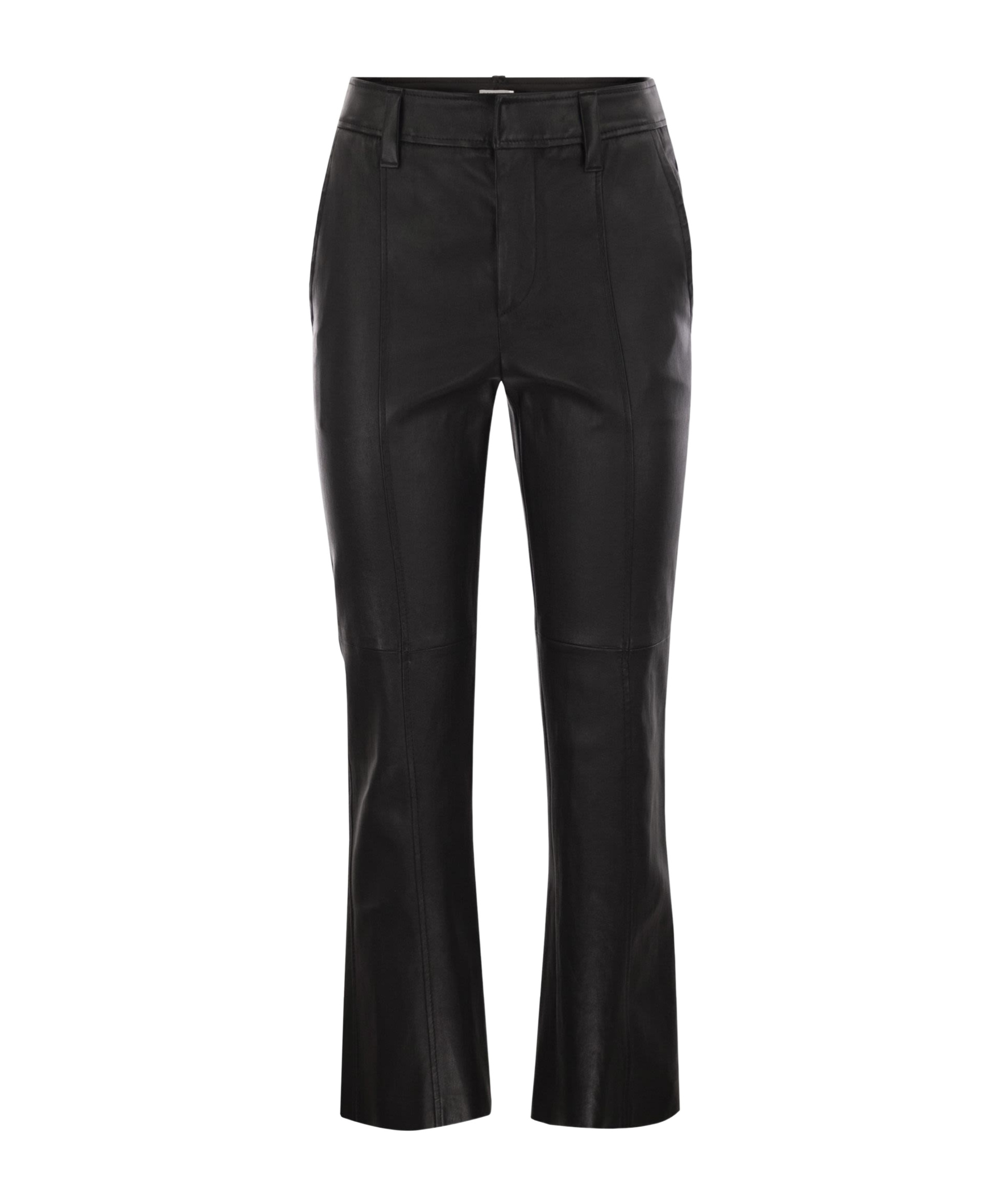 Brunello Cucinelli Stretch Nappa Leather Square Cigarette Trousers With Jewellery In Black