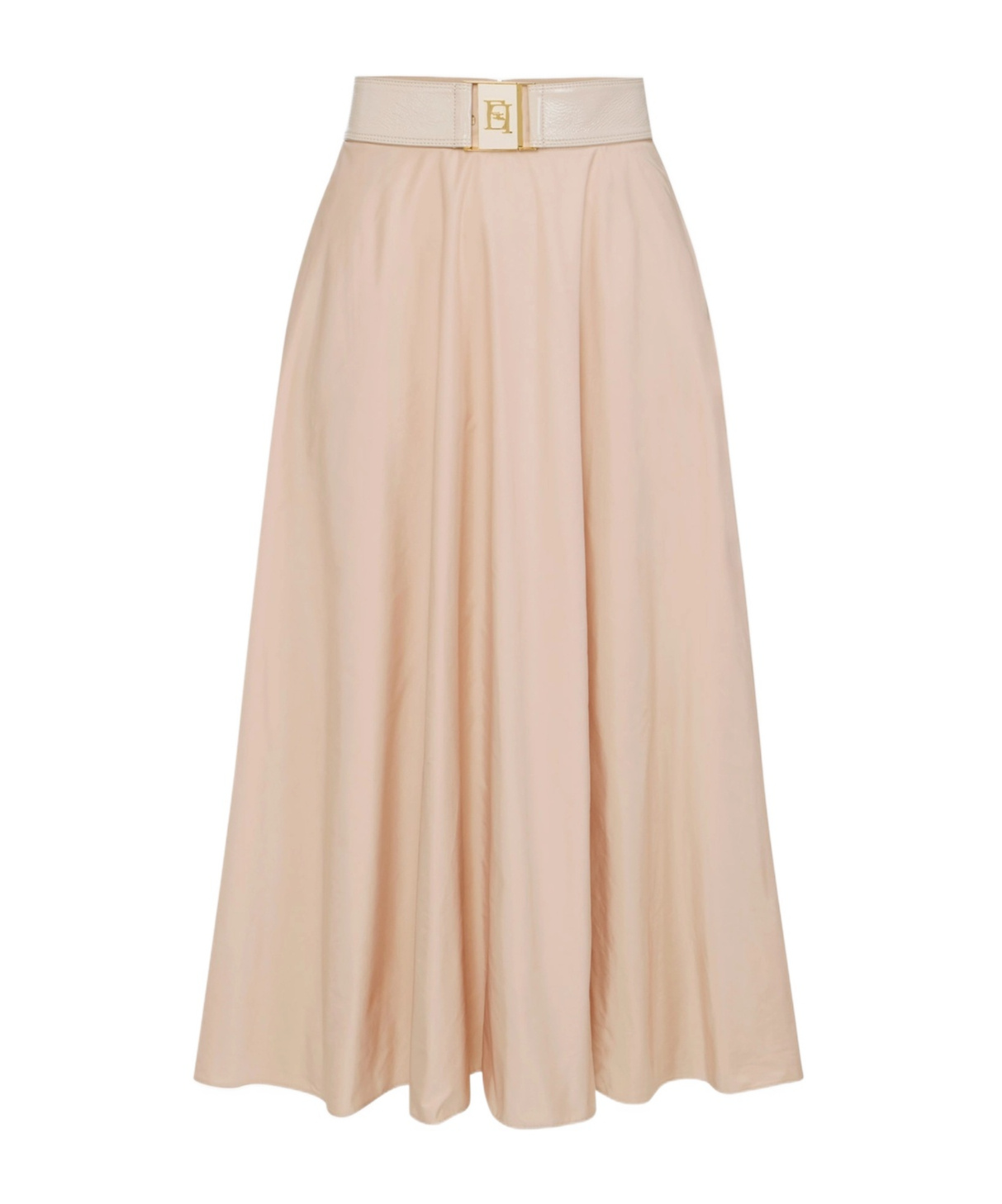 Elisabetta Franchi Skirt In Voile Fabric With Belt In Neutral