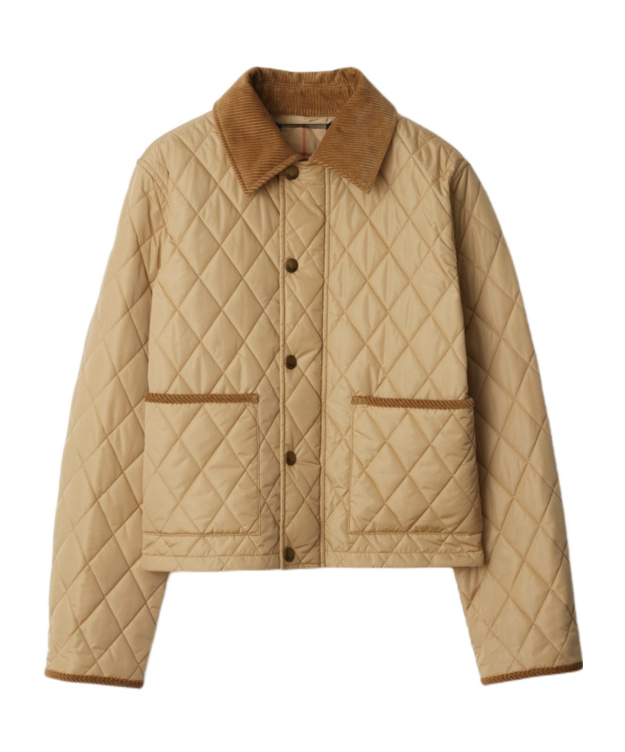 Shop Burberry Quilted Jacket In Nude