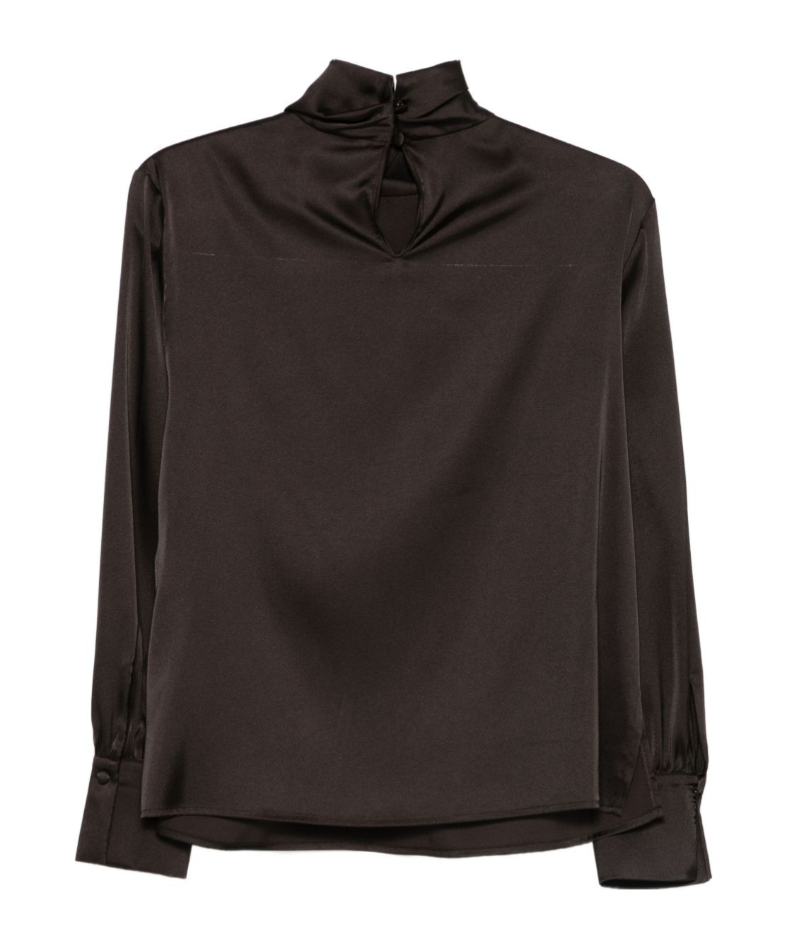 D Exterior Pleated Detail Blouse In Brown