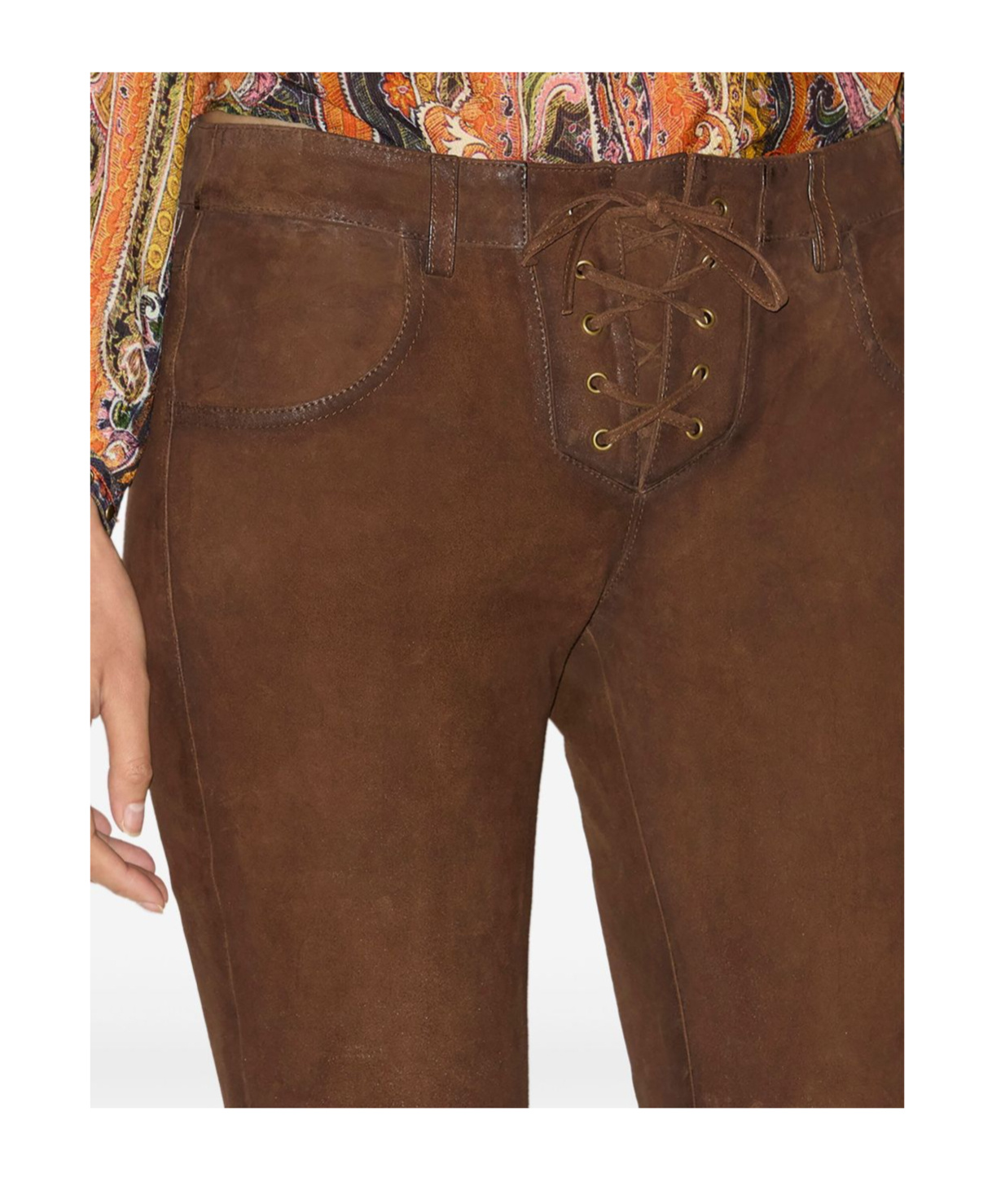Isabel Marant Vanel Lace-up Suede Straight-leg Pants In Brown