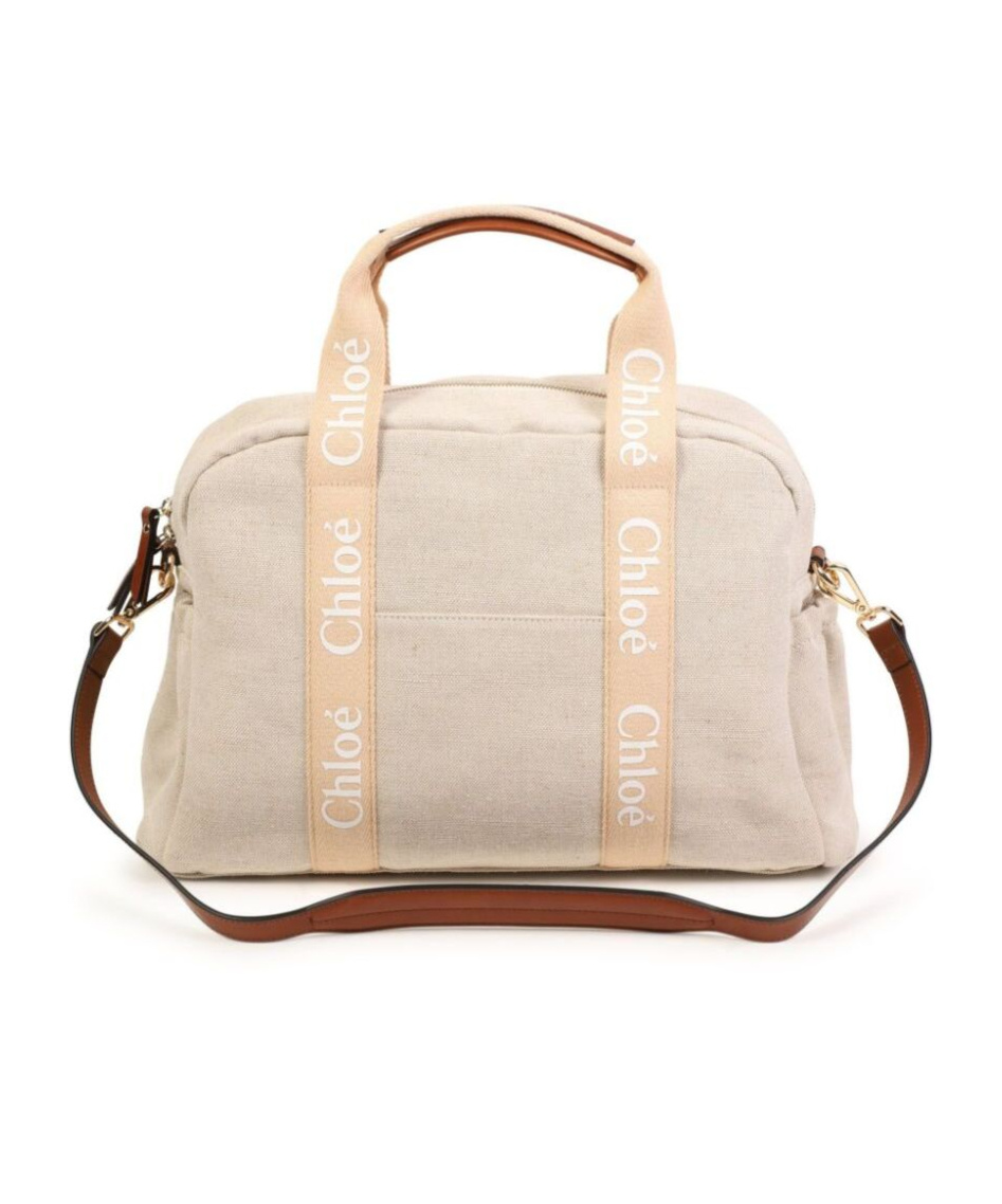 Shop Chloé Kids Logo Printed Strapped Changing Bag In Nude