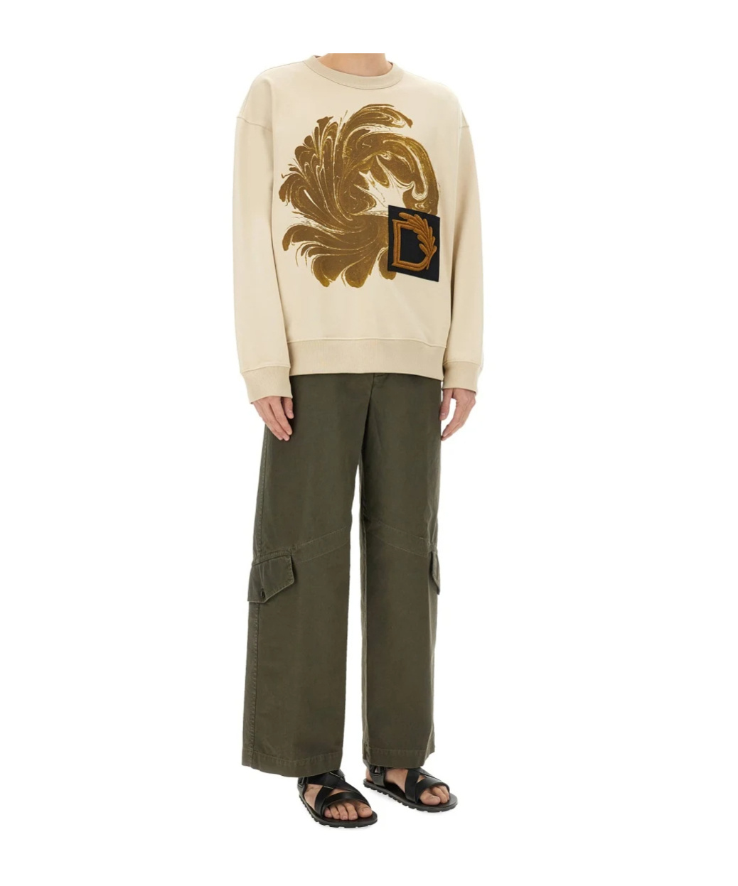 Dries Van Noten Graphic Crew Neck Long Sleeve Sweatshirt In Multi