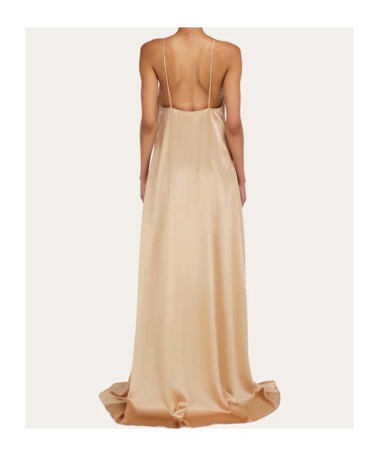 Ferragamo V-neck Maxi Dress In Brown