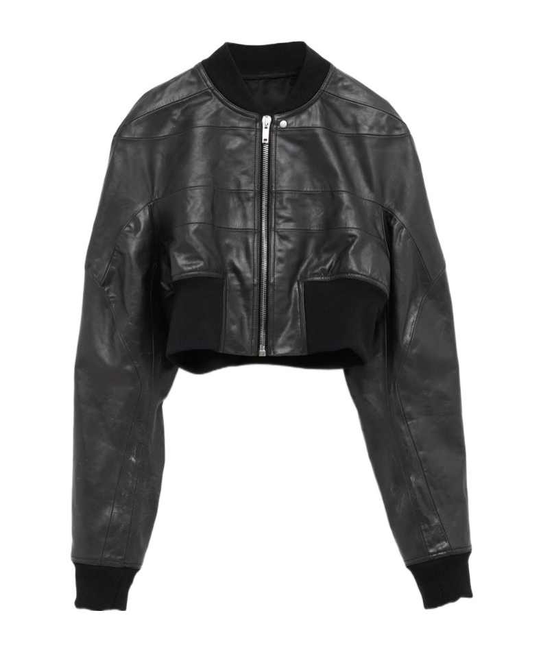 Rick Owens Long-sleeved Leather Jacket In Black