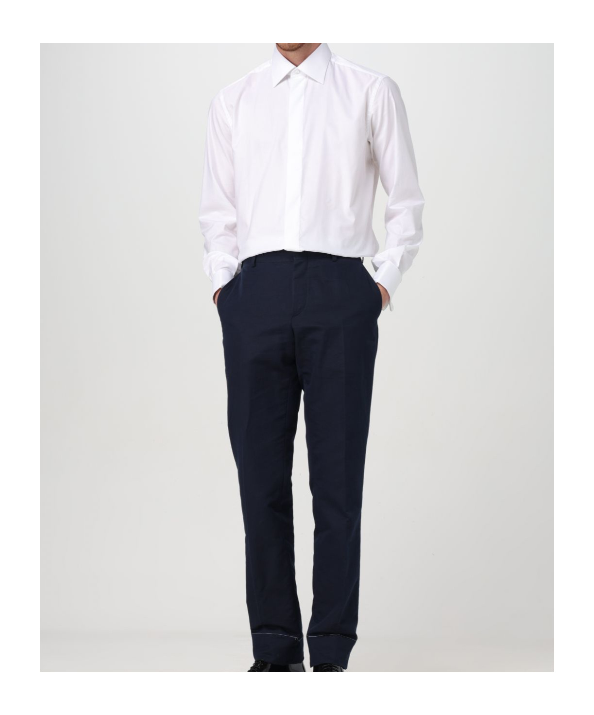 Brioni Pressed-crease Concealed-fastening Tailored Trousers In Black