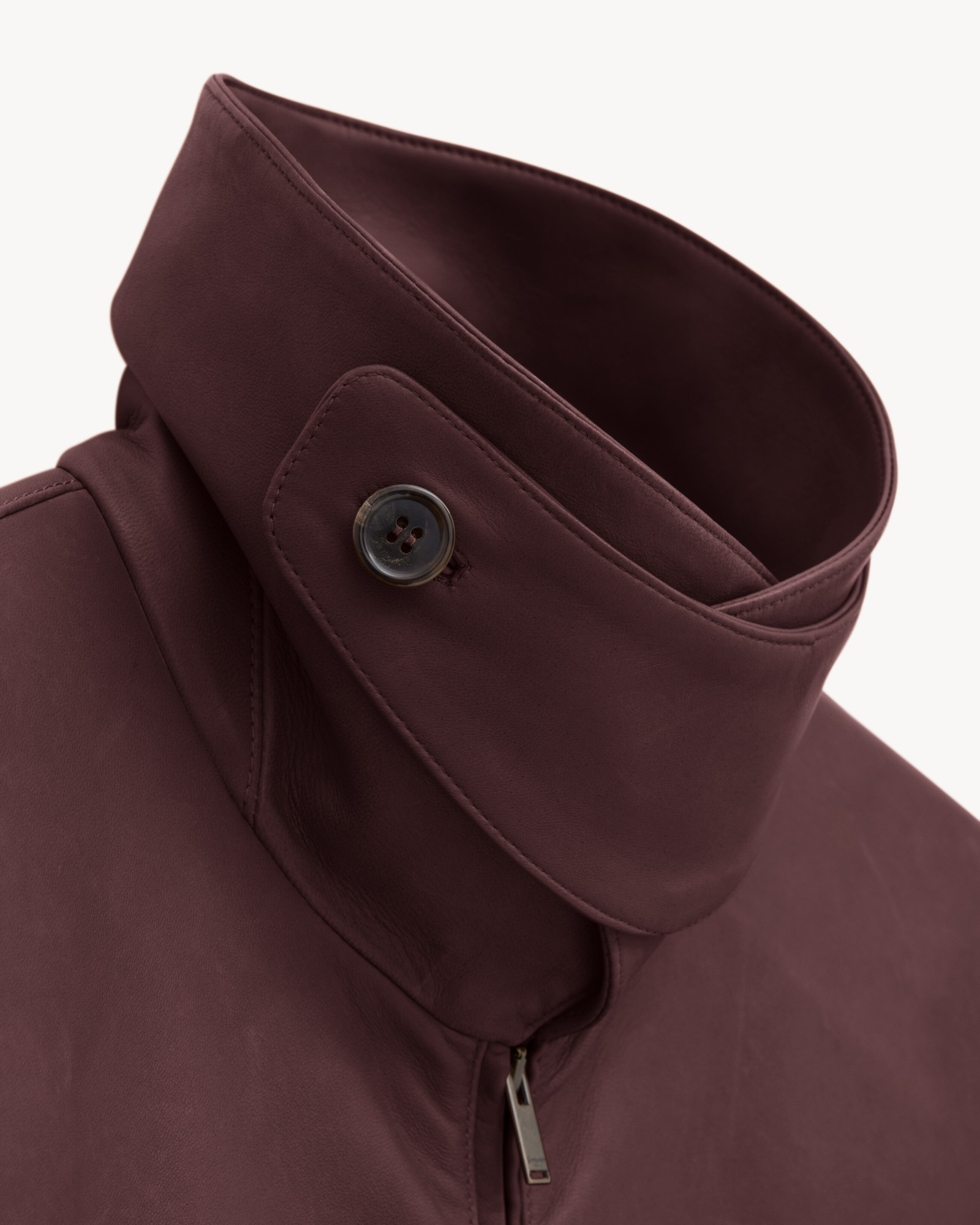 Saint Laurent Belted Jacket In Lambskin In Brown