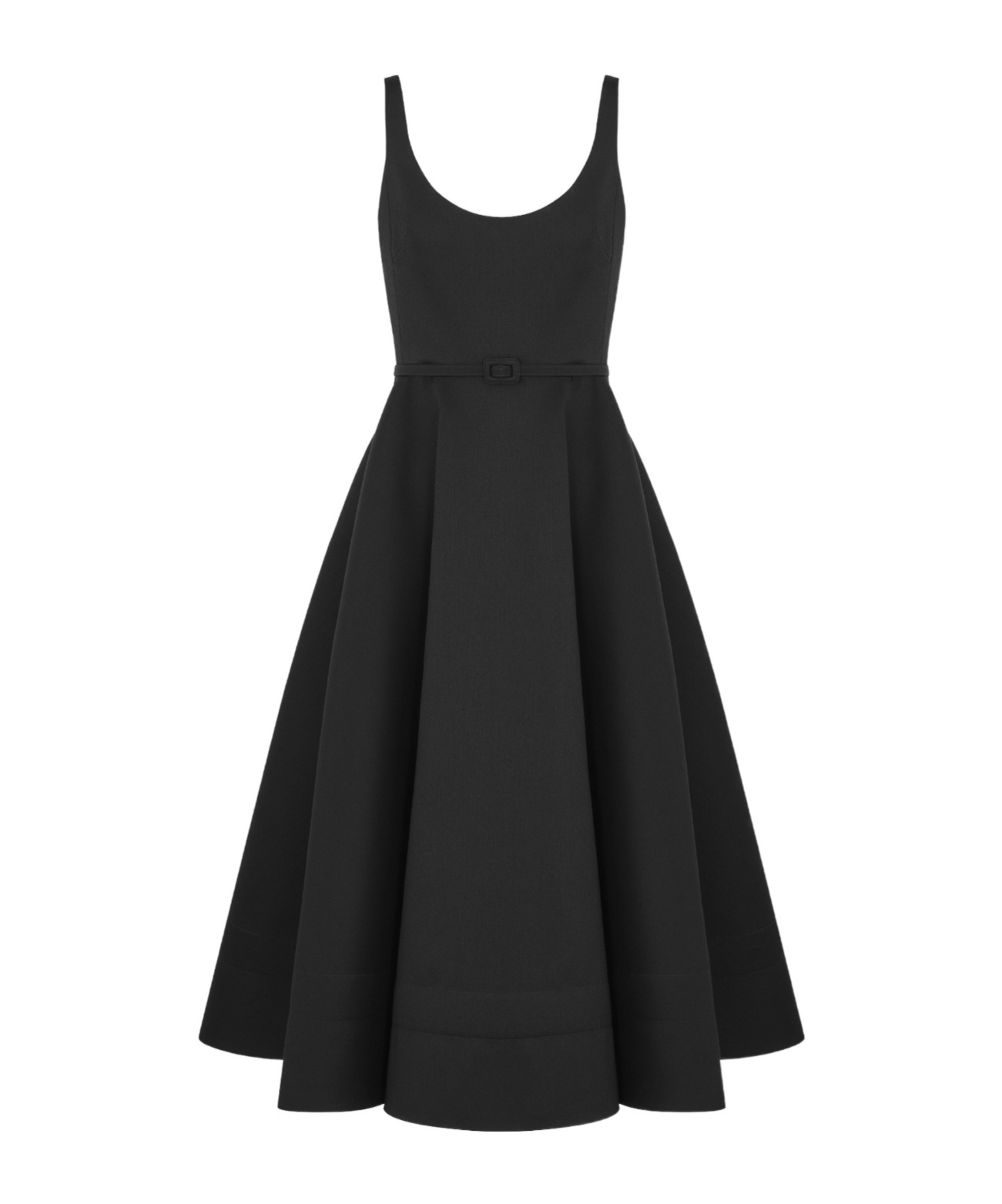 Dior Mid-length Flared Dress With Belt In Black