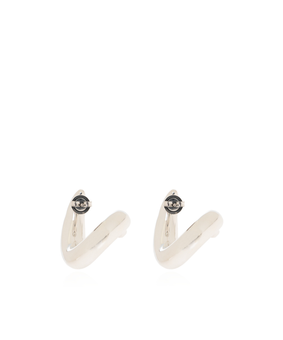 Bottega Veneta Logo Asymmetrical Earrings In White