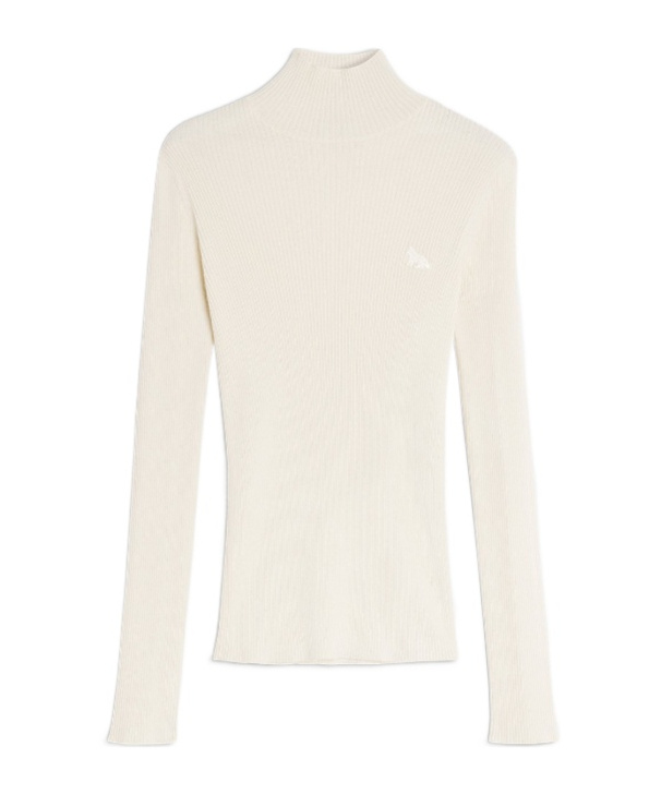 Maison Kitsuné Baby Fox Fine Wool Rib Turtleneck Jumper In Neutral