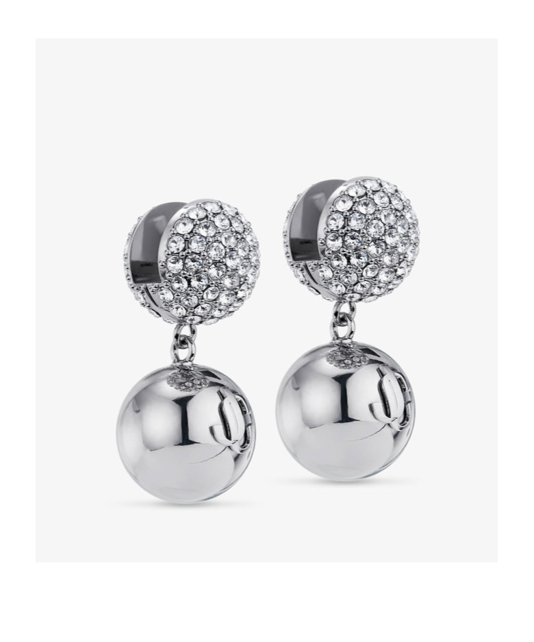 Jimmy Choo Embossed Logo Earrings In White