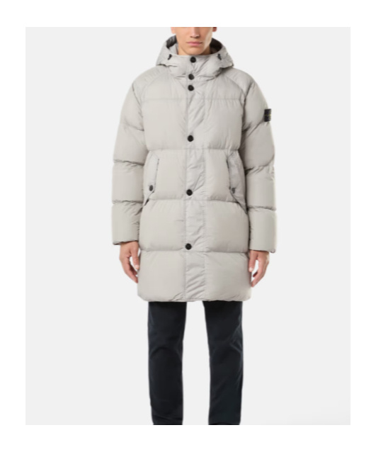 Stone Island Hooded Down Jacket In Gray
