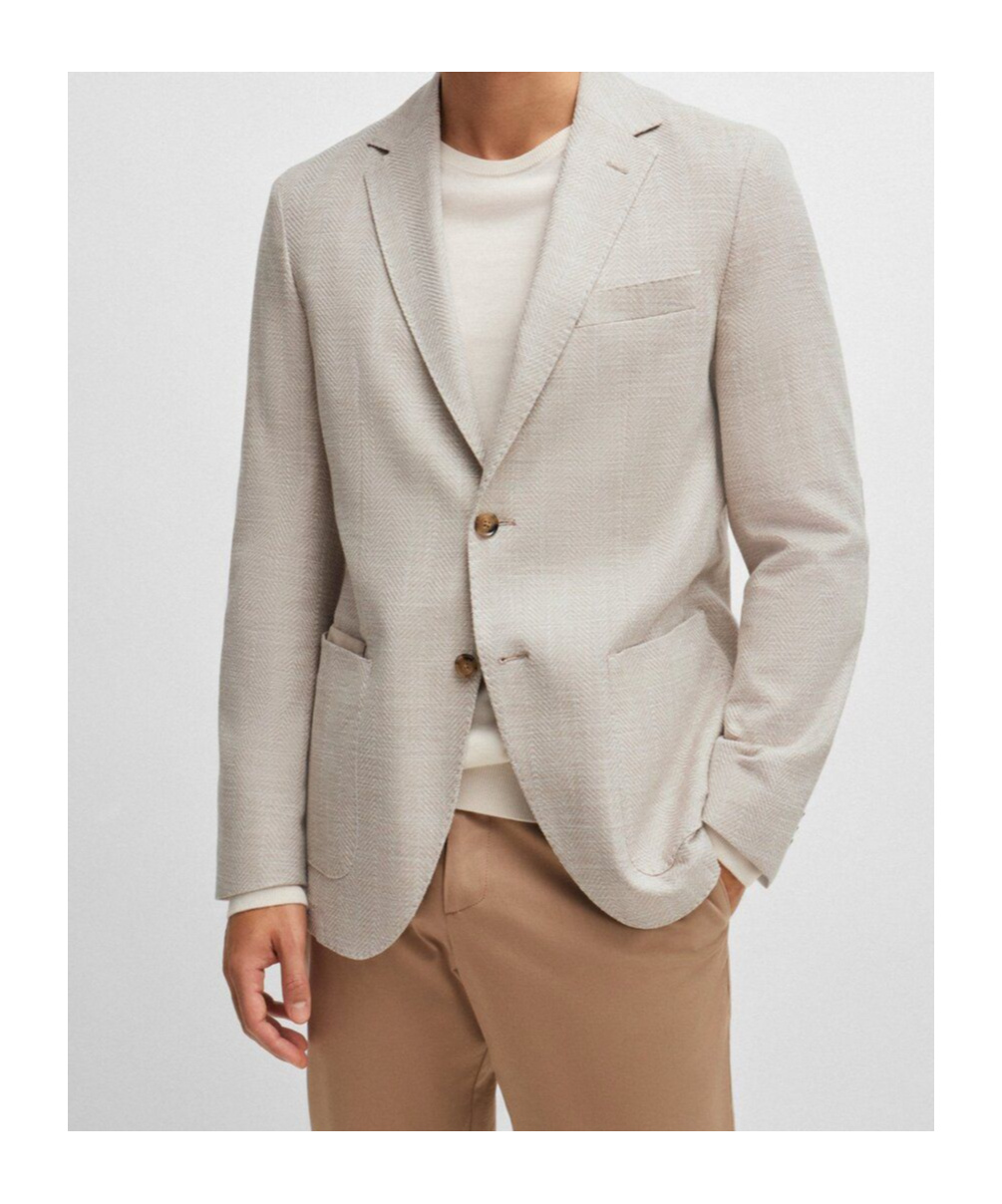 Hugo Boss Long-sleeved Suit Jacket In Nude