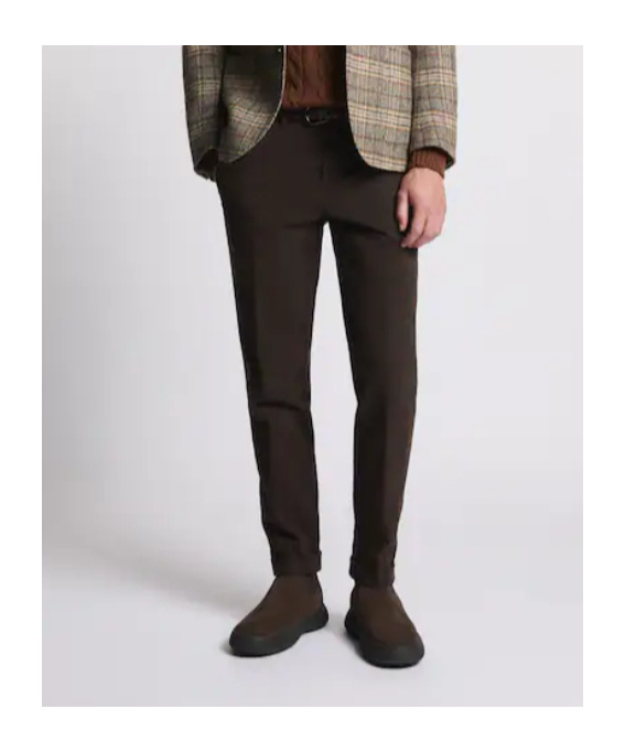 Fay Cuffed Cotton Trousers In Brown