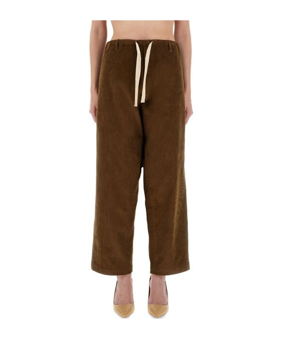 Moschino Brown Wide-leg Corduroy Pants With Drawstring Waist In Brown