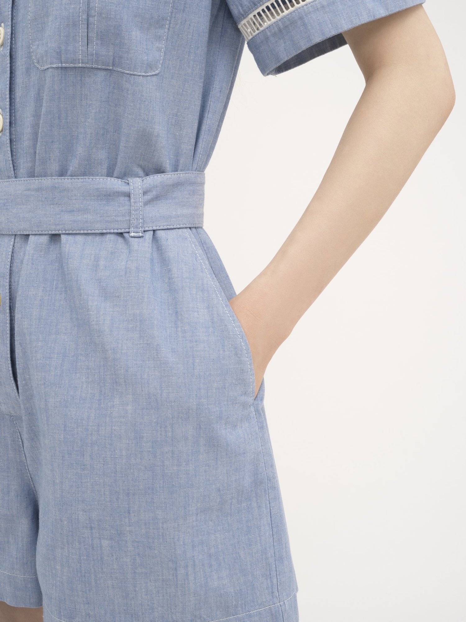 Chloé Button-down Short-sleeved Jumpsuit In Blue
