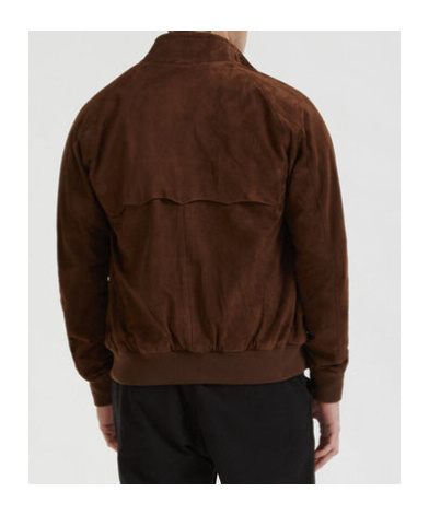 Baracuta Zip-up Suede Leather Jacket In Red
