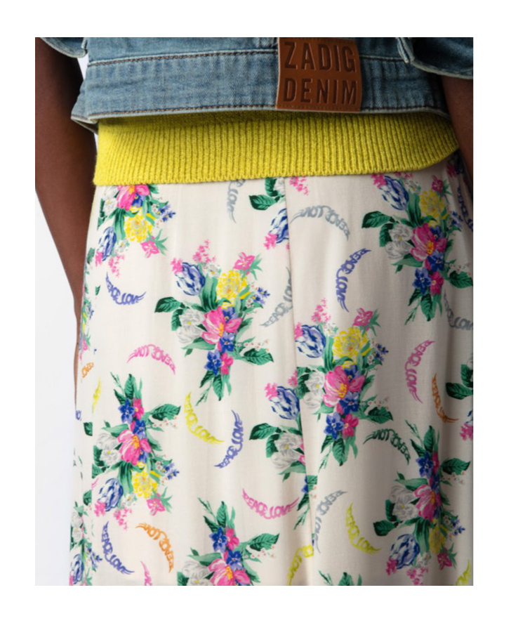 Zadig & Voltaire June Floral-print Midi Skirt In Nude