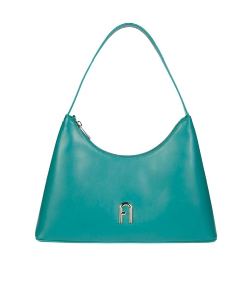 Furla Curved Top Handle Structured Shape Shoulder Bag In Green