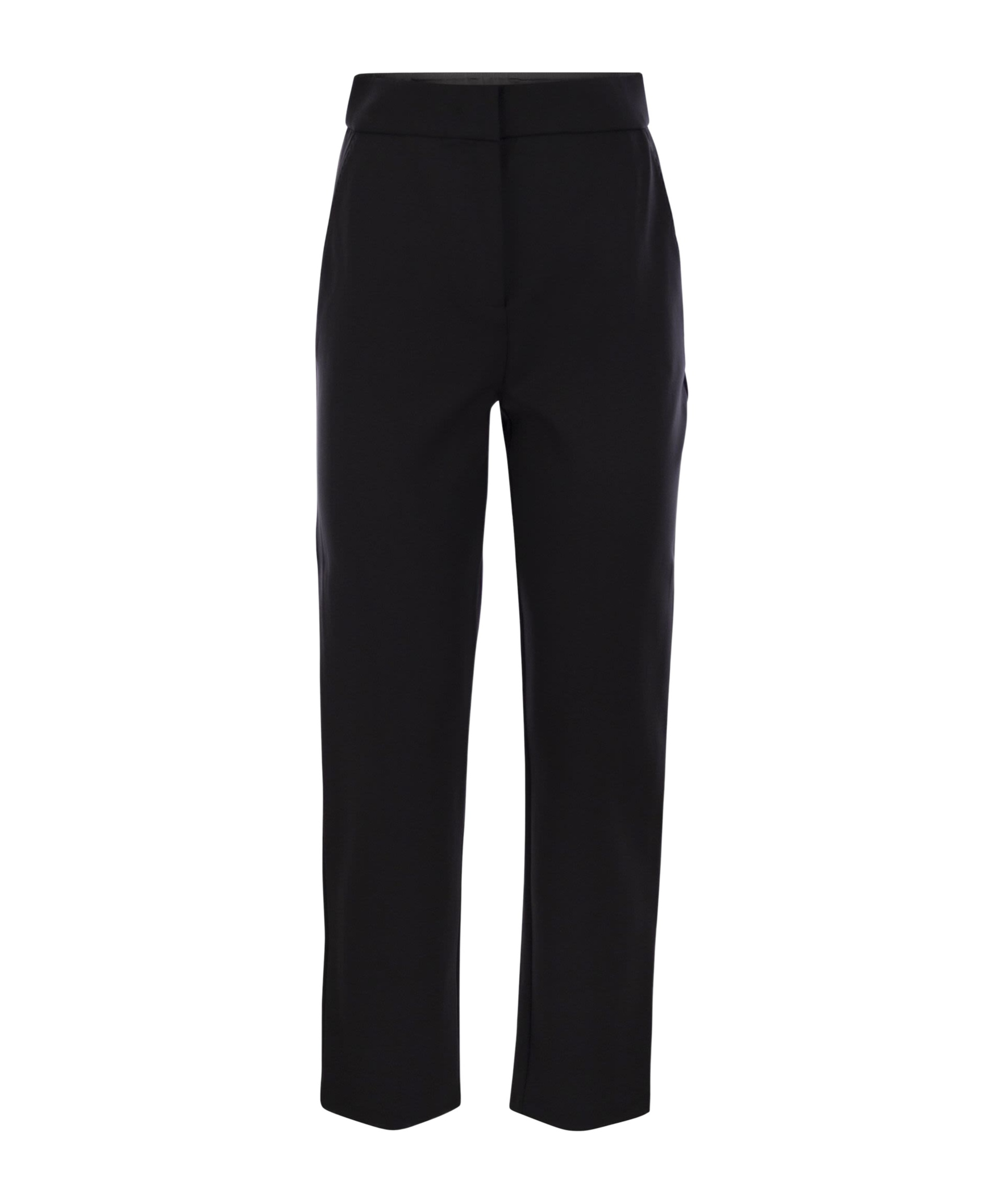Max Mara Nepeta Stretch Virgin Wool Flare Leg Ankle Trousers In Black