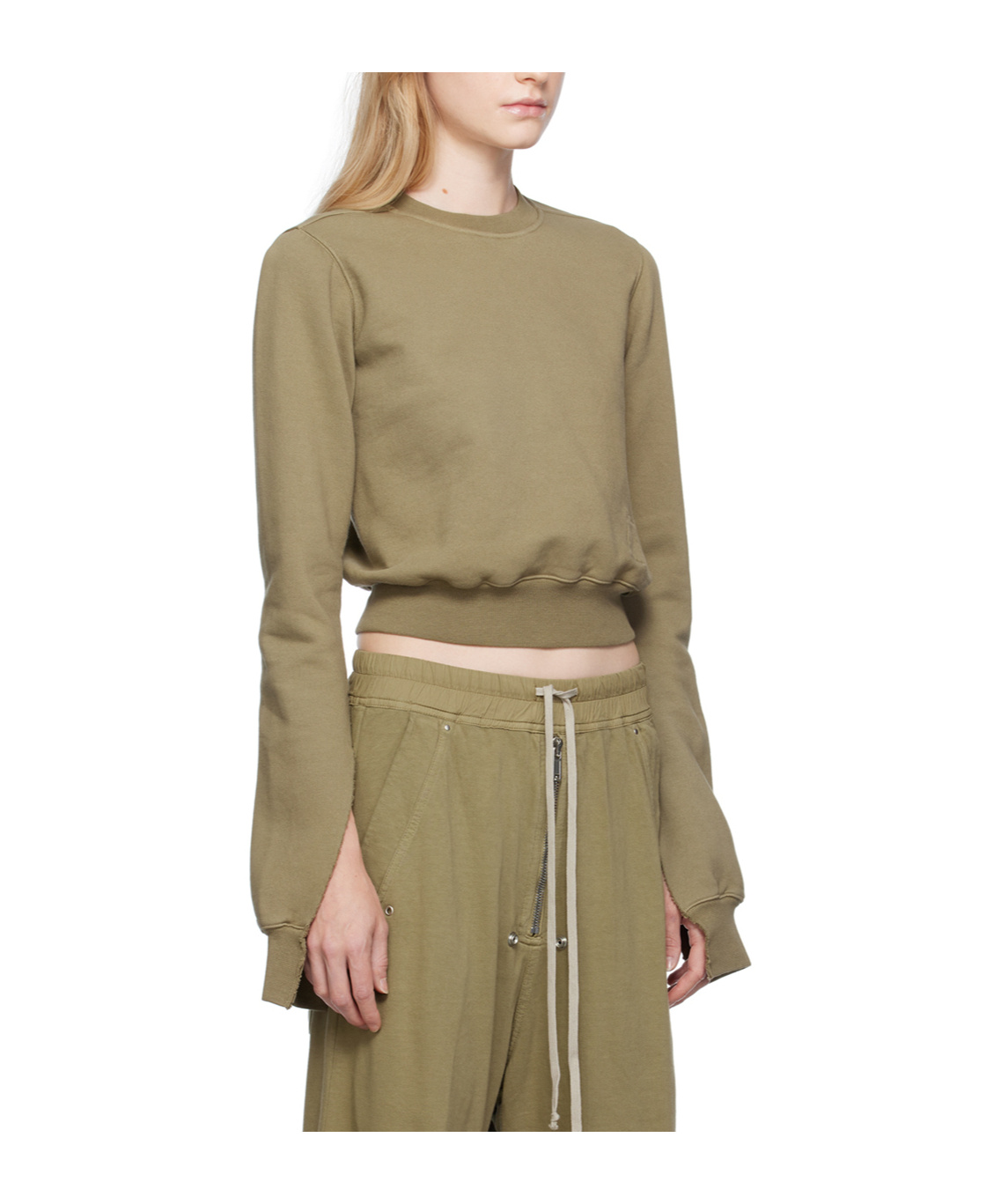 Shop Rick Owens Drkshdw Round Neck Slit Sweater In Brown