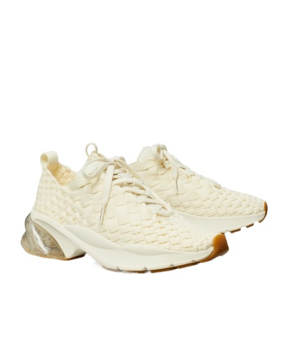 Tory Burch Good Luck Woven Trainer Sneakers In Nude
