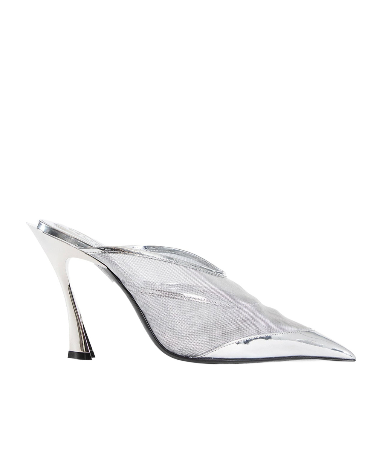 Mugler Slipper-mule In Silver Polyamide In White