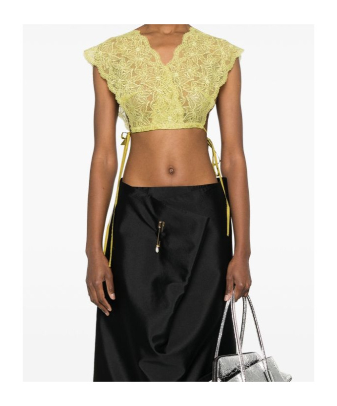 Dries Van Noten Green Lace Crop Top