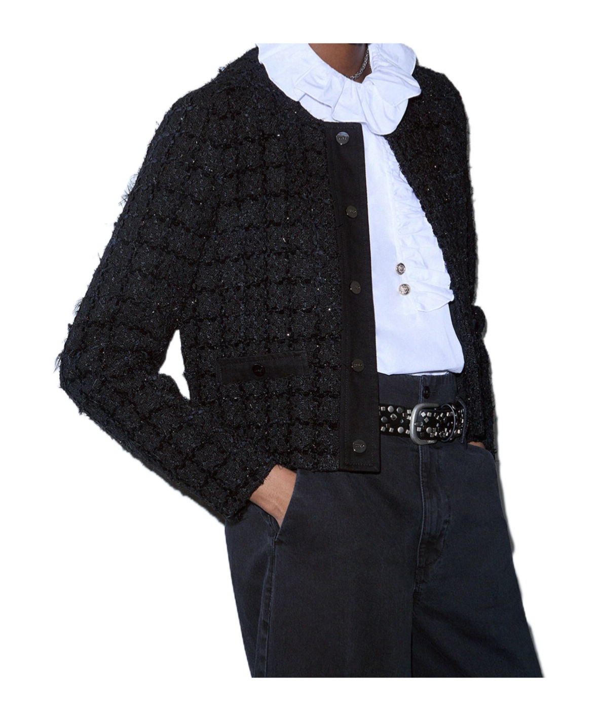 Liu •jo Bouclé Jacket In Black